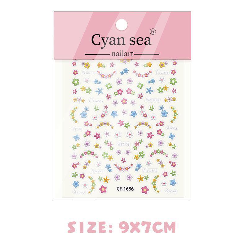 Spring 3D Nail Art: Cute Embossed Flowers & Cartoon Stickers for Romantic Decoration