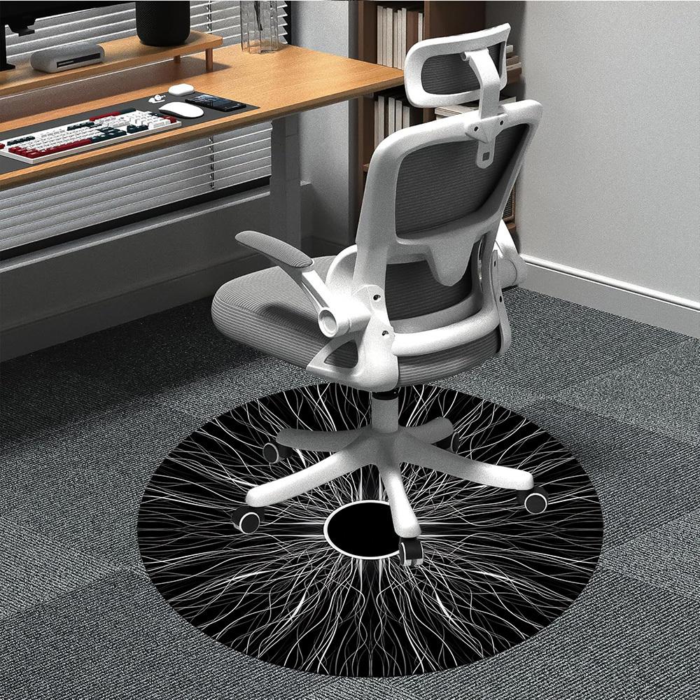 1 alfombra de silla con patrón abstracto para oficina, alfombra de oficina redonda antideslizante duradera de gran tamaño, adecuada para la oficina