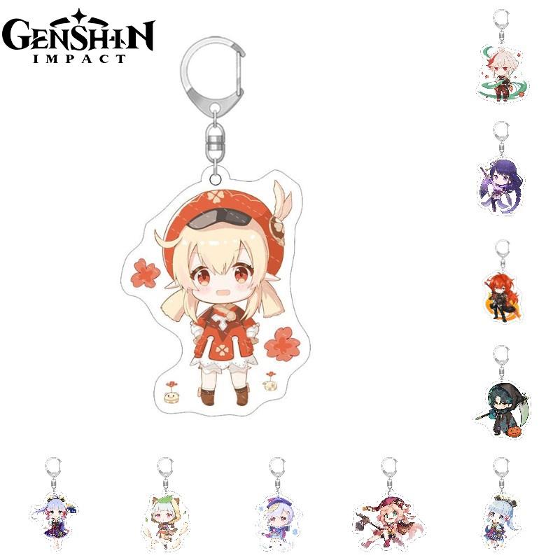 Cute Genshin Impact Key Chain Anime Cartoon Kawaii Keyring Pendant Acrylic Gift