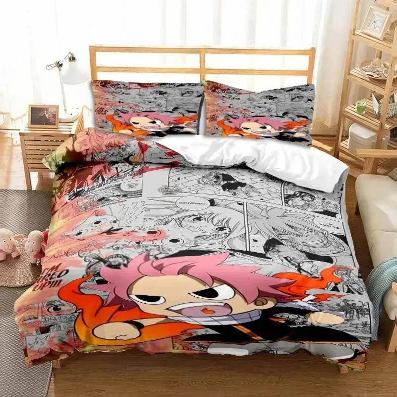 

3D Fairy Tail Bedding Set Bed Three-piece Set Duvet Cover Single Double Bed Queen Size Duvet Cover Set Adult Kid s Bedroom 70x133cm 2pcs