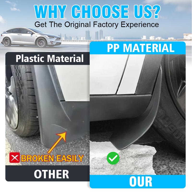 1Set Mud Flaps For Tesla Model Y -2024 Soft Mud Flap Splash Guards Fender No Drilling Mudflap Travel Accessories