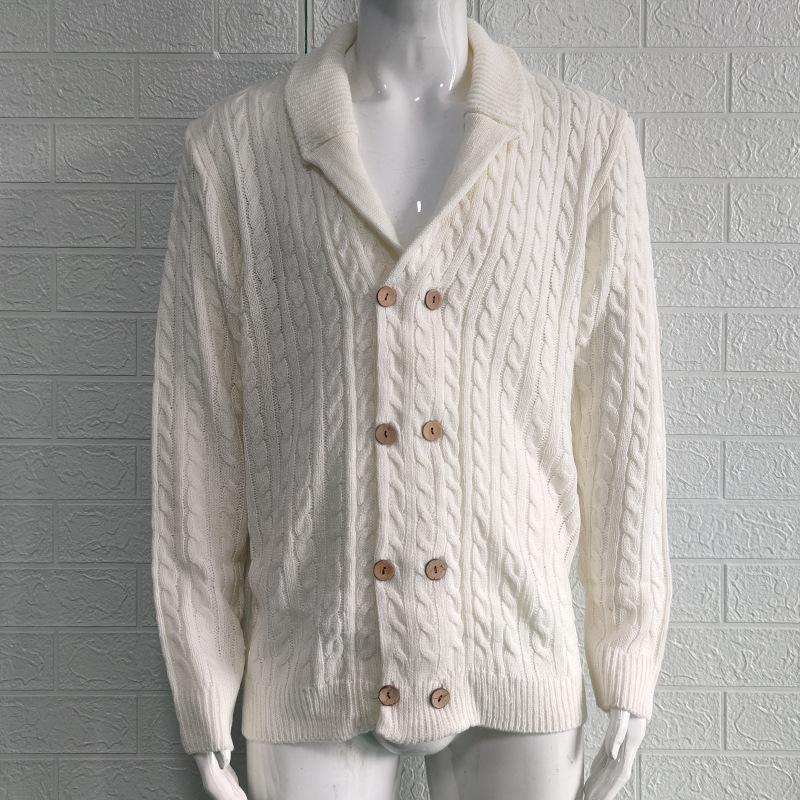 

2026 Winter Solid Color Collared Long Sleeve Sweater Jacket S белый