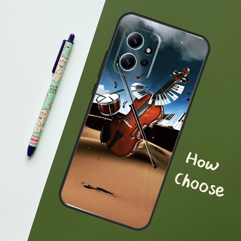 Violin Piano Case For Xiaomi Redmi Note 14 Pro 13 9 10 11 12 12S Cover For Redmi 15C 15 13C 12C 14C 10C
