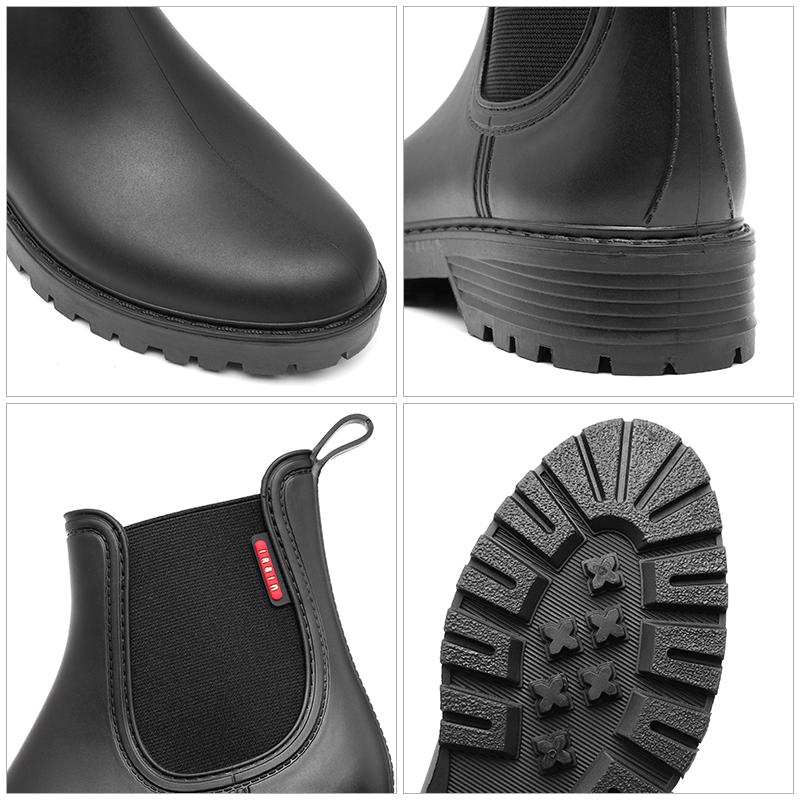 Women's short tube anti slip rain shoes, lightweight waterproof water shoes, fashionable rain boots, PVC one-time moldin