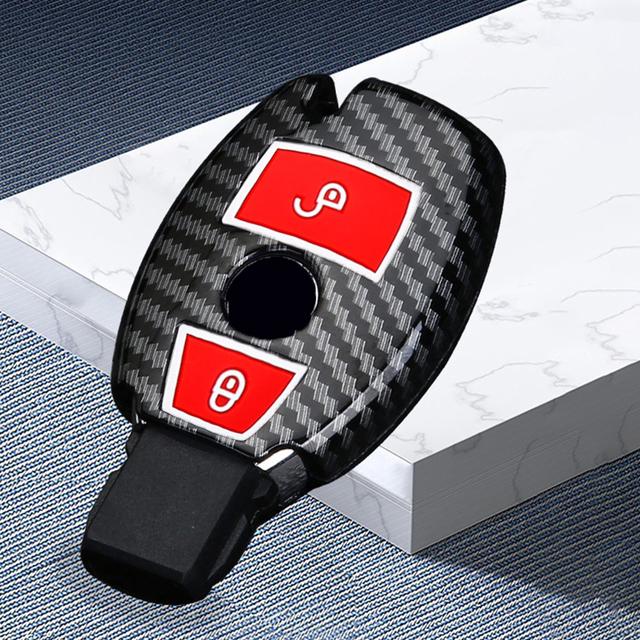 Kolfiberplast Bilnyckelfodral Skydd för Mercedes Benz A B C E G-klass C200 C300 E350 W205 E260L GLK A45 AMG BGA Tillbehör