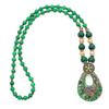 Ethnic Red Beaded Necklace with Teardrop Pendant On Sweater Chain