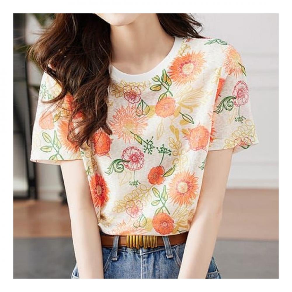 Navava Floral PrinT ShorT Sleeve T shirT nT1524