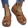 Plus Size New Summer Wedge Sandals Platform Buckle Fish Mouth Sandals Solid Color Wedge Sandals