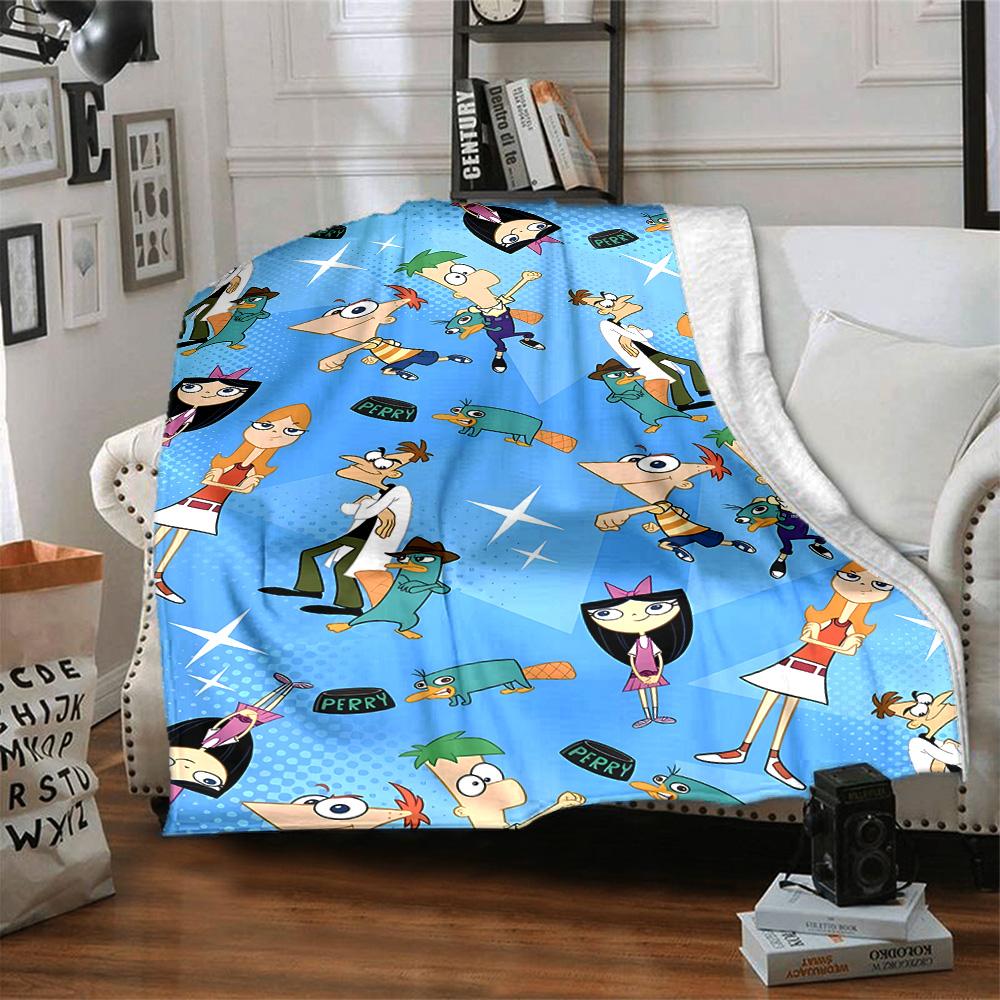 1pc Phineas and Ferb3 Blanket, Gift, for Men and Women, Soft Blanket, Good for Sofa Bed Couch Travel, Lightweight Flannel Blanket