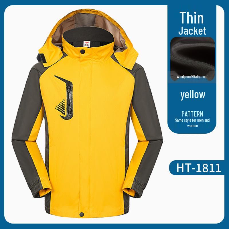 Customizable Logo Waterproof 3-in-1 Windbreaker: Thick, Outdoor Work Jacket for Autumn and Winter