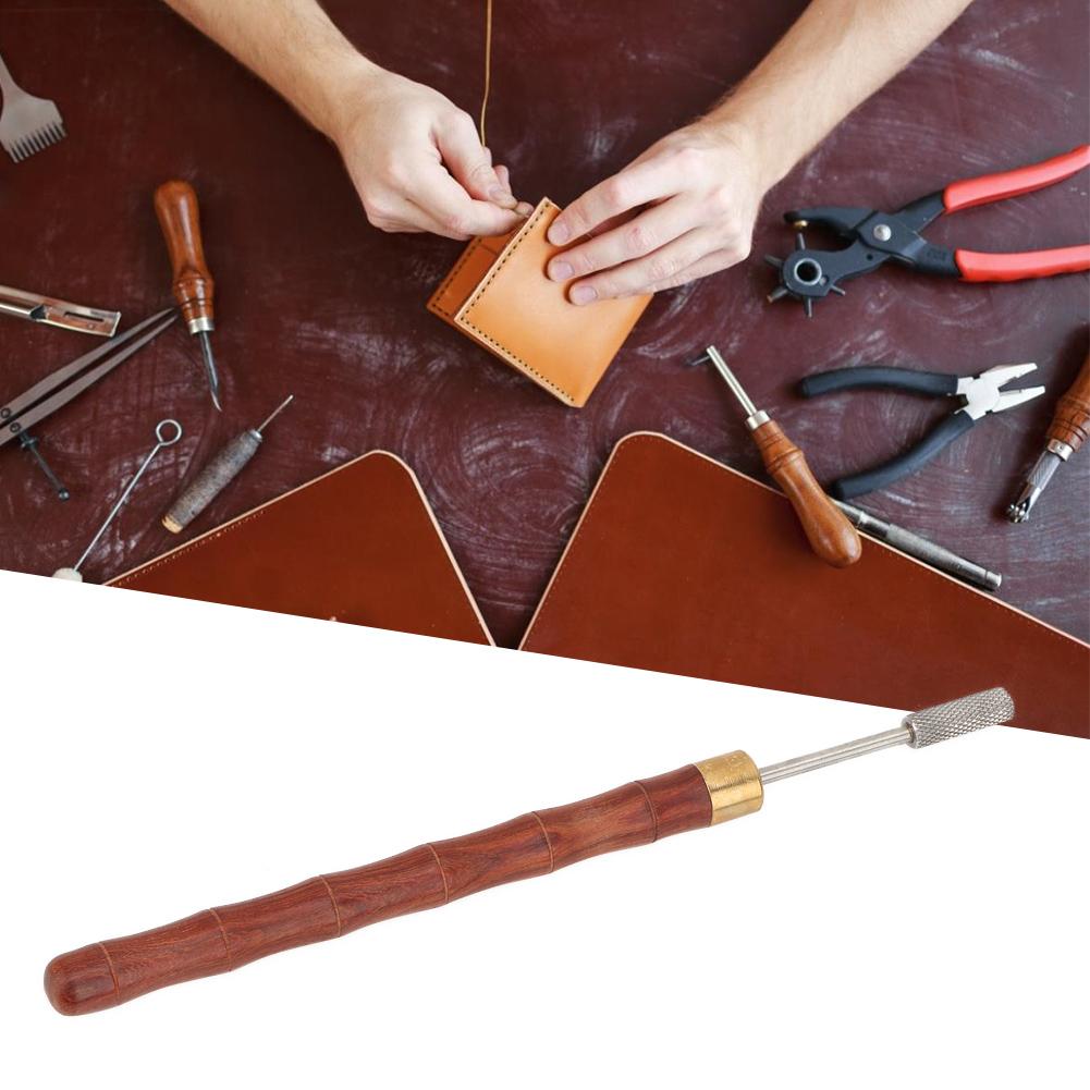 Sandalwood Handle Brass Head Leather DIY Craft Edge Dye Roller Oil Pen Belt Finisher (Red)