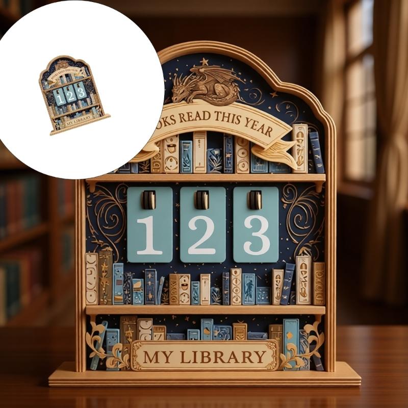 Bookworms Gift Wooden Book Counter With Number Card Reading Trackers Sign Home Office Library Bookshelf Decors Ornament