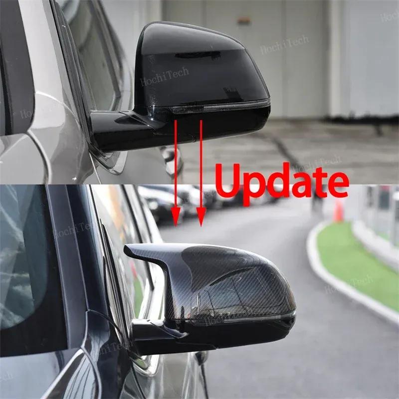 4pcs Carbon Fiber Style Black Side Mirror cover Caps for BMW X3 iX3 G01 G08, X4 G02, X5 G05, X6 G06, X7 G07