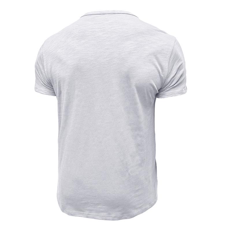 Men's Bamboo Cotton Henley T-Shirt - Short-Sleeve Outdoor European and American Style