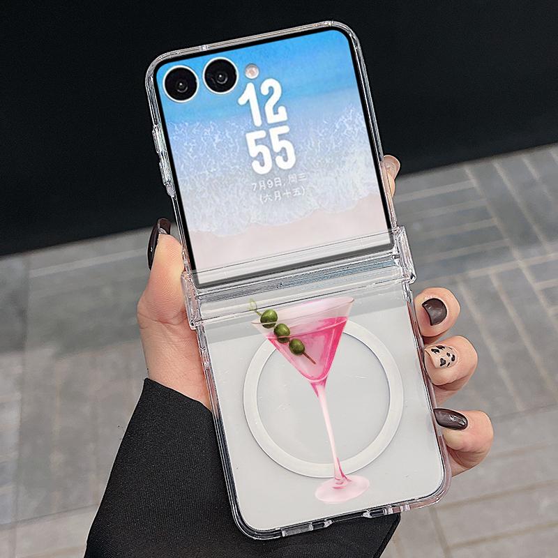 Hinged Magnetic Phone Case For Samsung Z FlIP 7 FE 6 5 Colorful Buttons Blocks Print Folding Phone Cover For Galaxy Z Flip7 Flip6