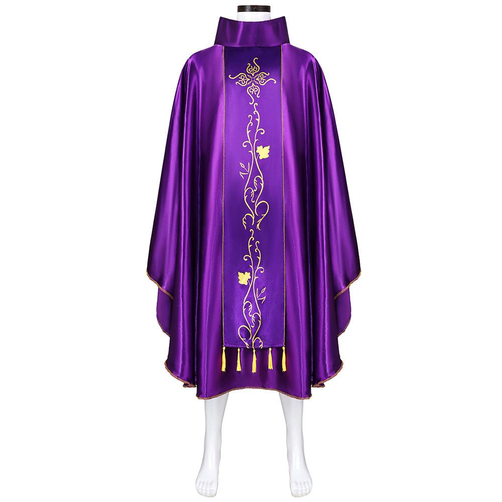 Medieval Priest Tassel Robe Renaissance Three-Color Cosplay Costume Halloween Party Role Play Long Gown