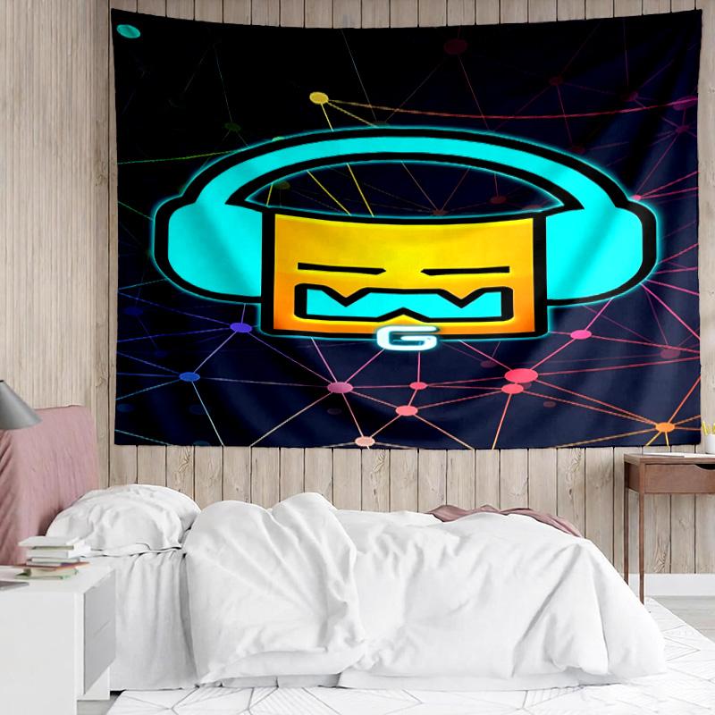 Geometry Dash Tapestry for Bedroom Aesthetic Classroom Tapestries Wall Hanging for Living Room Dorm Office,Ideal Creative Gift