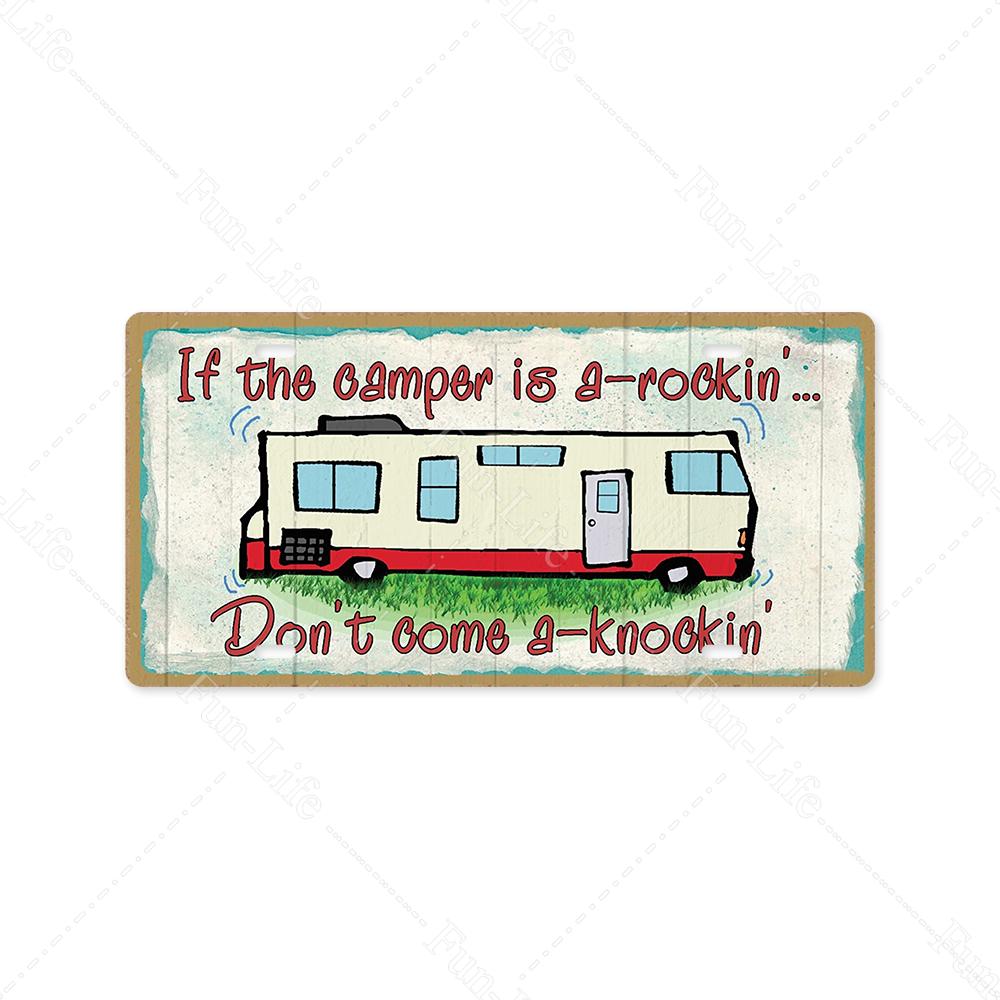 Camping Metal Sign Plate Plaque Vintage Tin Sign Decor for Camping/Cars/Tent/Cookout/Camping Supplies/Home Wall Decor
