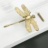Brass Furniture Door Handles and Knobs Dragonfly Feather Shaped Kitchen Cupboard Cabinet Closet Pulls Handle Dresser Drawer Knob
