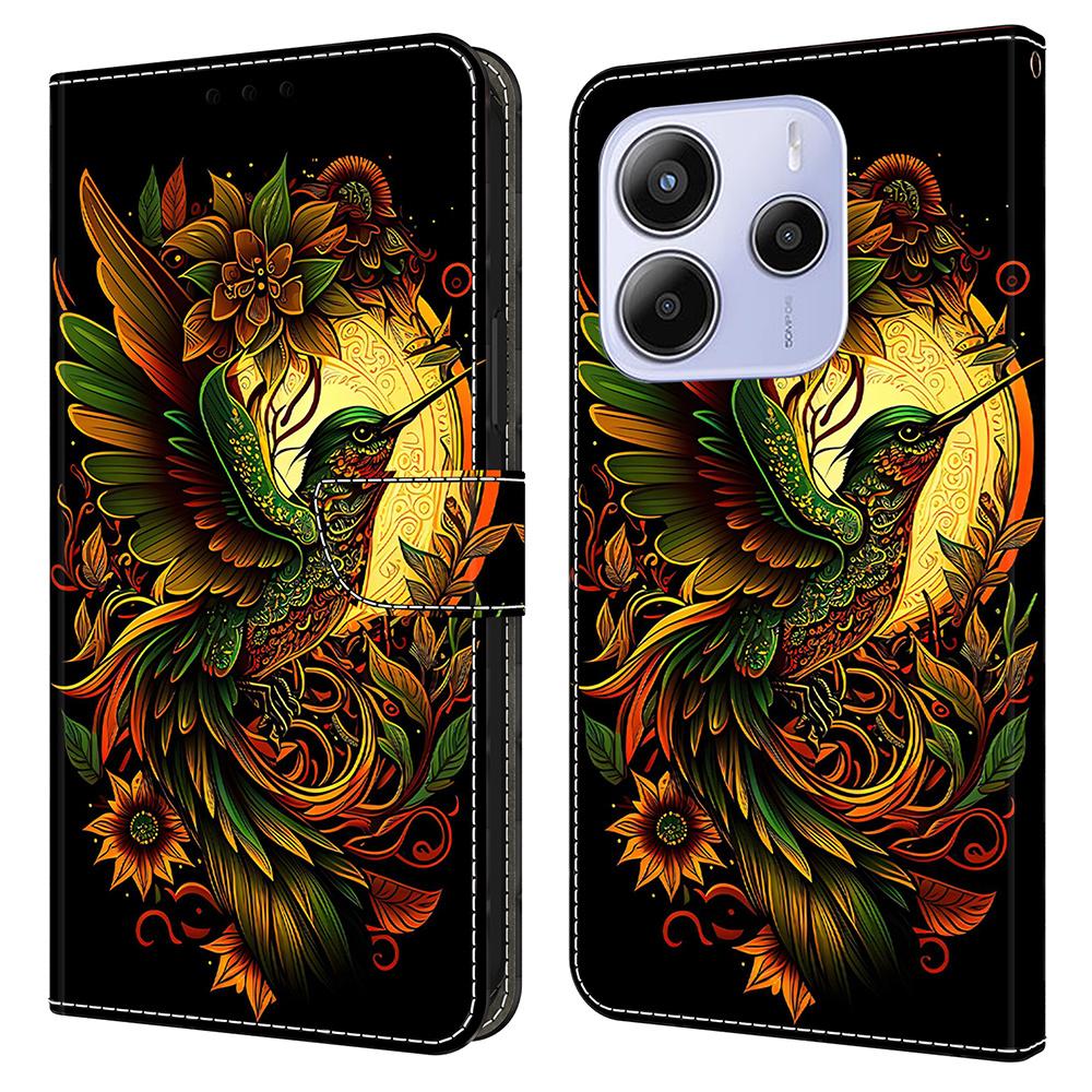 Pro Xiaomi Redmi Note 14 5G Kožené pouzdro Vzorový tisk Peněženka Stojánek Flipový kryt na telefon