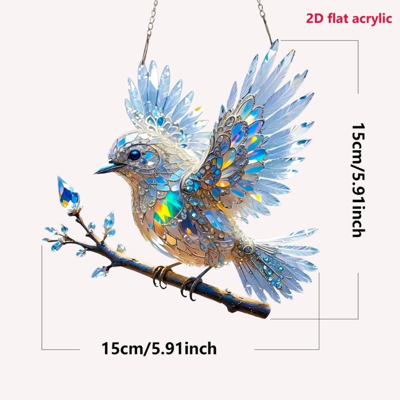 Stained Acrylic Window Hanging Birds,Bluebirds Suncatchers for Window Hanging Hummingbird Gift Bird Decors for Garden