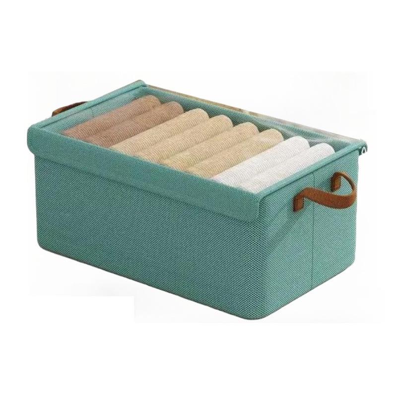 Large Foldable Fabric Storage Box with Lid and Steel Frame