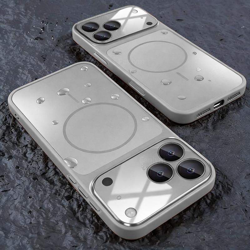 Luxury Magnetic Phone Case For iPhone 17 16 15 14 13 Pro Max For MagSafe Shockproof Hard Glass Lens Protection Matte Cover