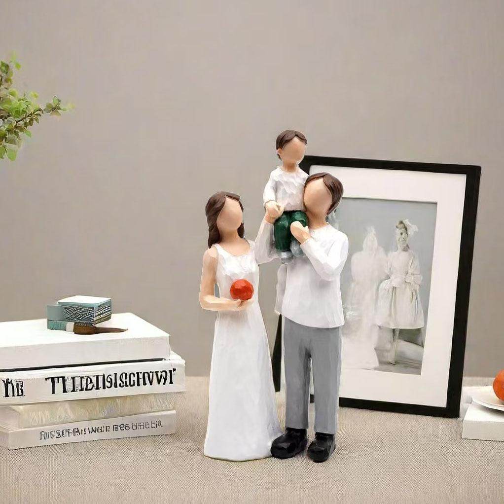 Father, daughter and cat mother and son basketball series character statue ornament Christmas family and friends gifts