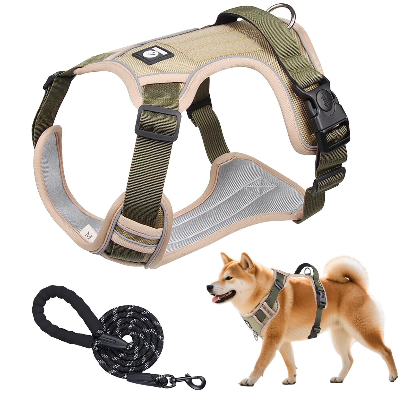 

Assky Breathable Dog No Reduces Nighttime Includes For Small to Large Medium Khaki Harness, Headrest, Coughing, One-Touch Attachment/Detachment,