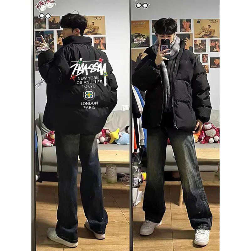 Unisex Autumn/Winter Thickened Cotton Padded Jacket with Letter Print