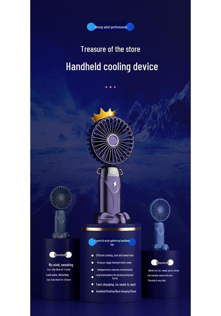 2023 Portable USB Handheld Fan with Foldable Digital Display & Aromatherapy, Rechargeable, Custom Logo Available