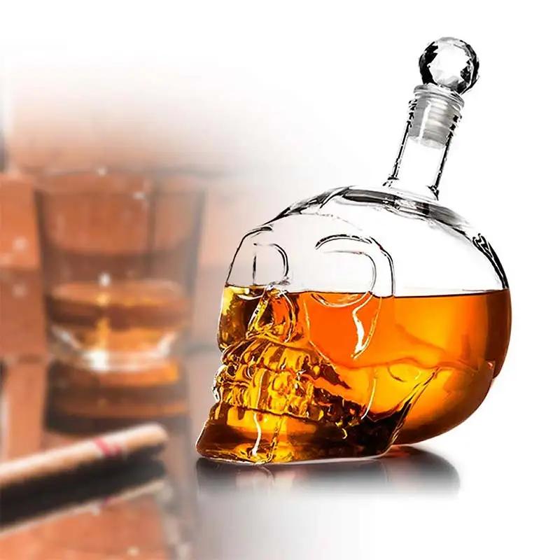 1000ML High End Creative Skull Cup Whiskey Vodka Crystal Bottle Strong Glass Transparent Glass Bottle