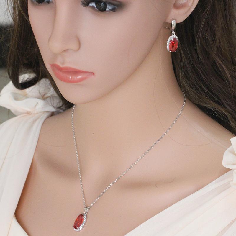 Zircon Jewelry Three-Piece Set, Bridal Jewelry Necklace Earrings Ring Set Chain