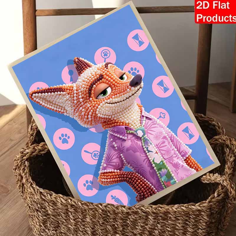 Disney Pearl Painting DIY Zootopia Nick Creative Pearl Style Illustration Pearl Art Painting Pearl Gem Painting, Home Wall Decoration Crafts