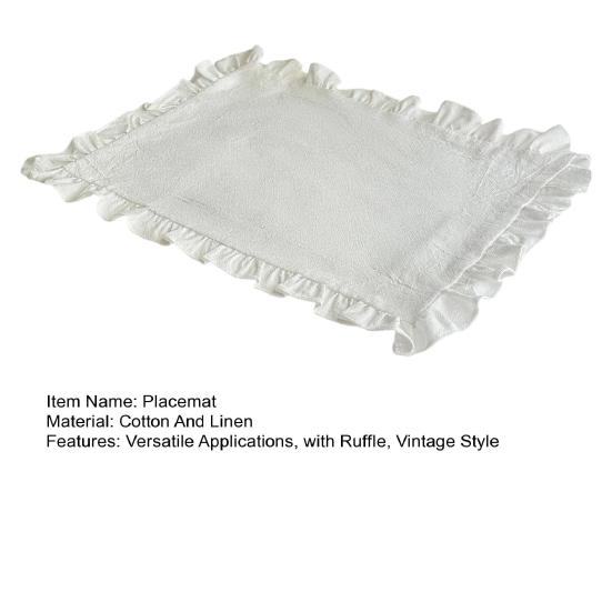 Yousheng Vintage Placemat Rectangle Placemat with Ruffle Dining Table Decoration Mat for Restaurant Home Dinner Party Tea Party Wedding