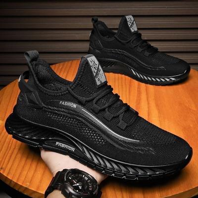 Chaussures tissées volantes pour hommes été respirantes chaussures de sport de course pour jeunes hommes à semelle souple polyvalentes chaussures pour hommes décontractées en maille