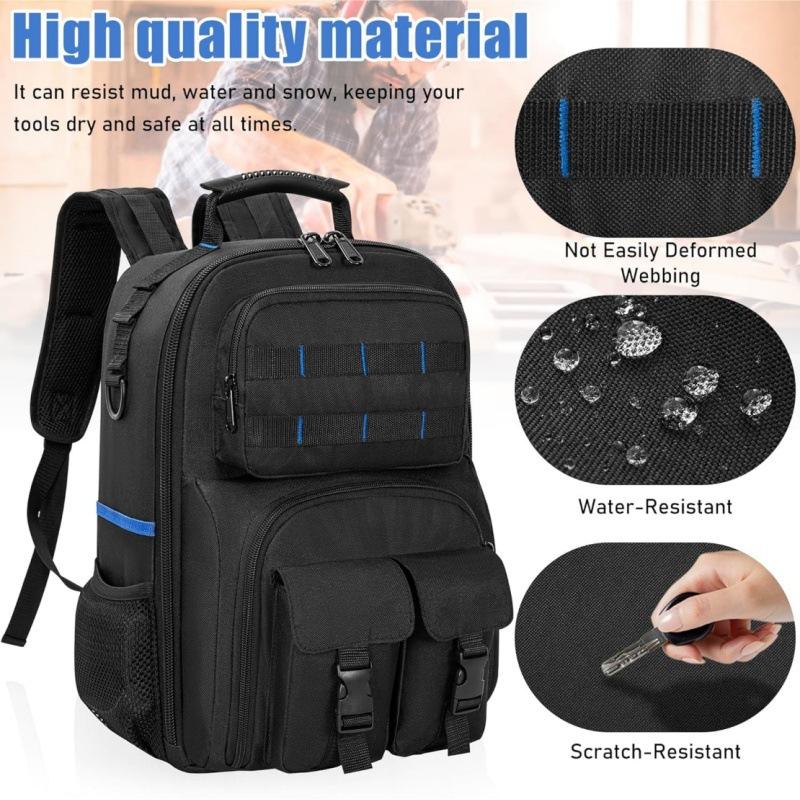 Heavy Duty Tool Backpack With Removable Tool Panel, Large Capacity Electrician Repair Storage Bag For Construction Technician