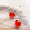2Pcs Red Cherry Fruit Stud Earrings For Women Cute Dangle Cartilage Tragus Conch Piercing Jewelry Gift