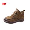 Women's Ankle Boots Lace Up Autumn Handmade Retro Round Toe Short Boots Casual Soft Sole Anti Slip Comfort Boots