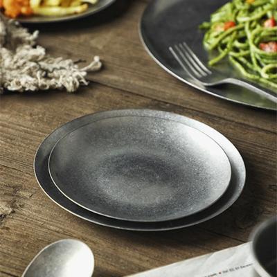 Vintage průmyslový styl Kovový talíř Nerezová ocel Venkovní kempování Západní talíře Francouzská restaurace Bone Mish