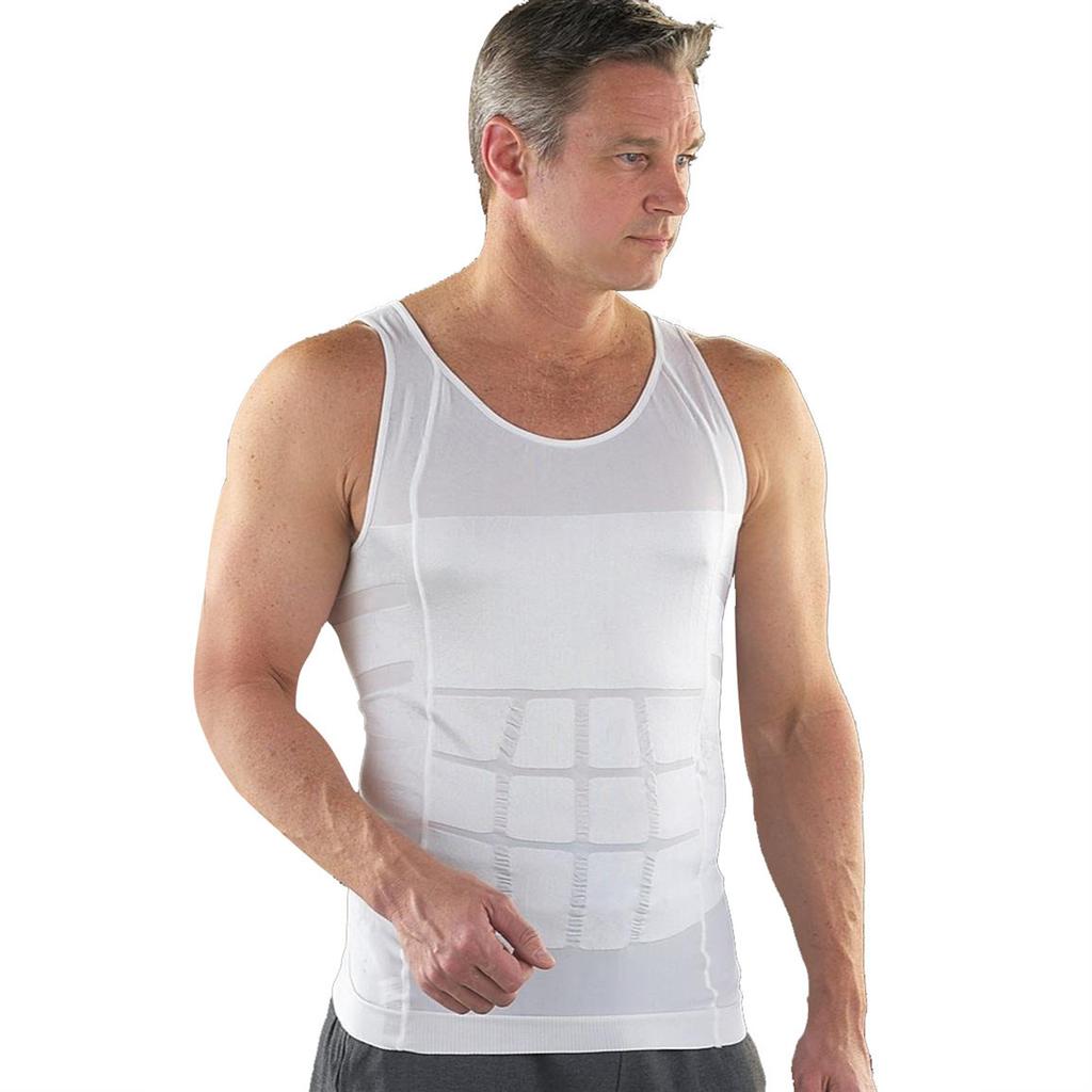 Men Compression Shirt Seamless Back Adjustment Slimming Body Shaper Vest Tummy Control Shapewear for Outdoor Sports