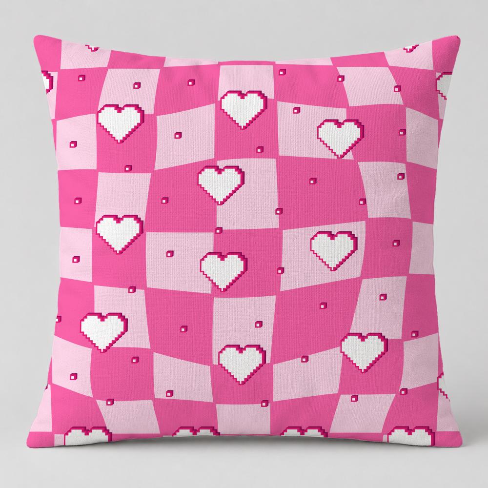 Pattern Valentines Day Cushion Cover Short Plush Cushion Cover Double Sided Print Washable Sofa Pillowcase Home Decor Gift