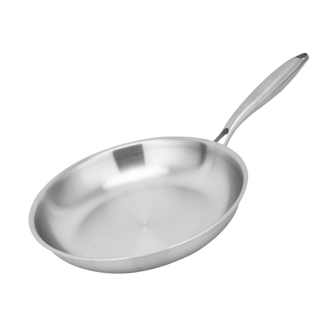 Tre-lagers Non-Stick Induktionspanna med Platt Botten, 304 Rostfritt Stål, Ingen Beläggning, Lämplig för Stekning