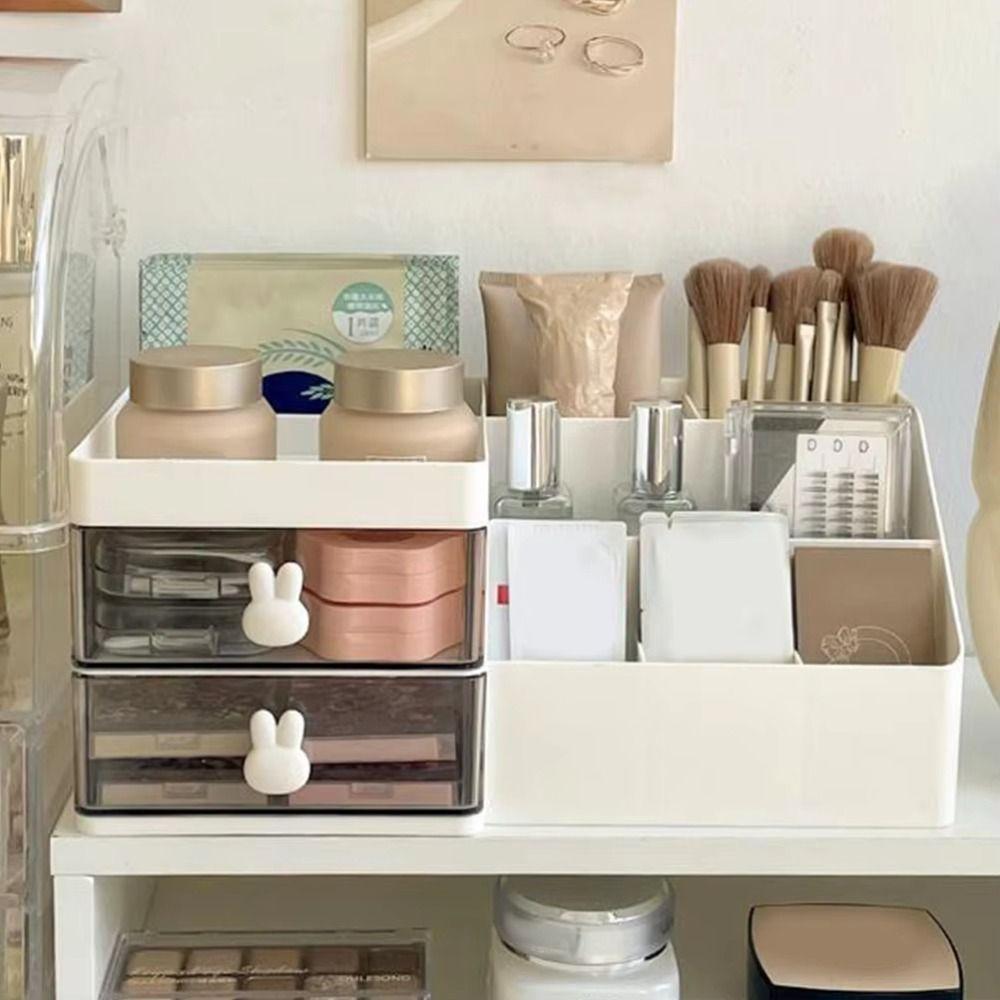 10 Compartments Desktop Stationery Storage Box 2 Drawers Makeup Storage Case  Office