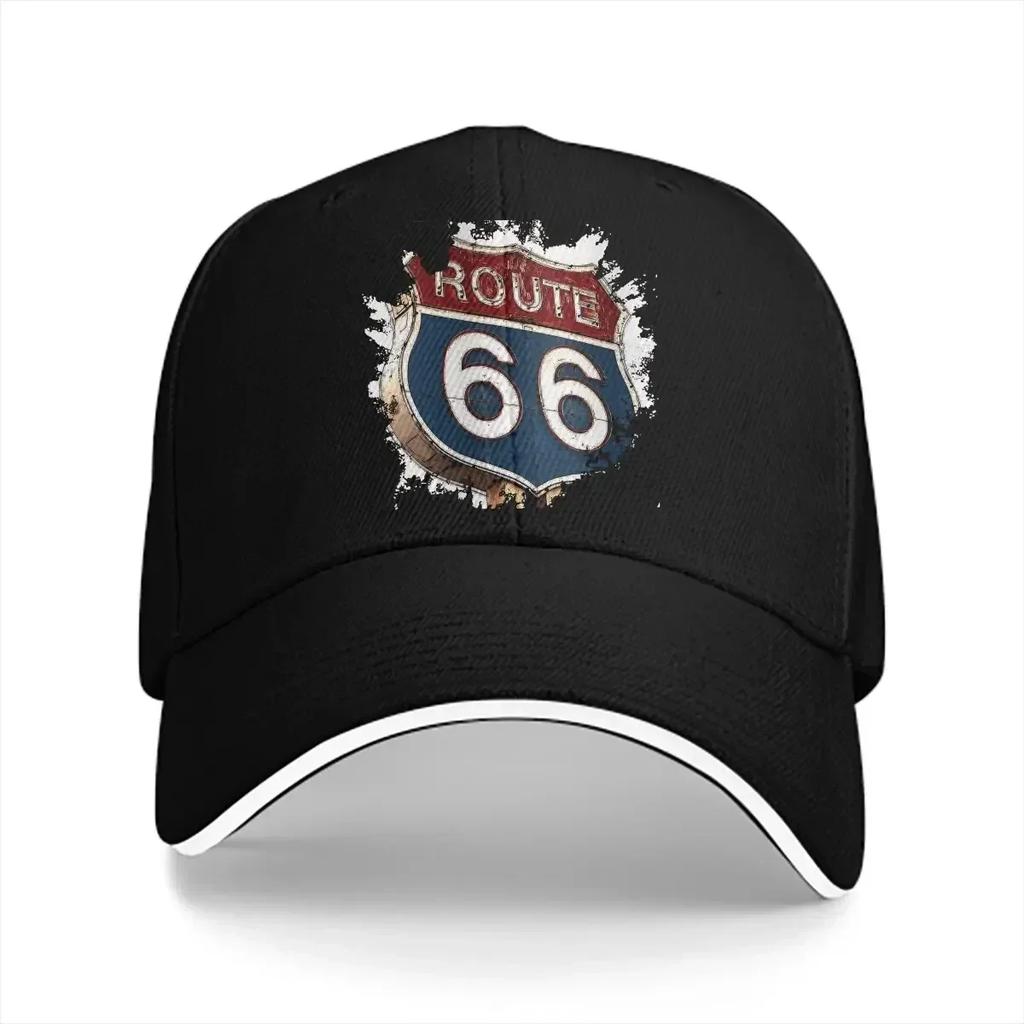 Pure Color Dad Hats Road Sign Art Casual Hat Sun Visor Caps U S Route 66 Peaked Cap