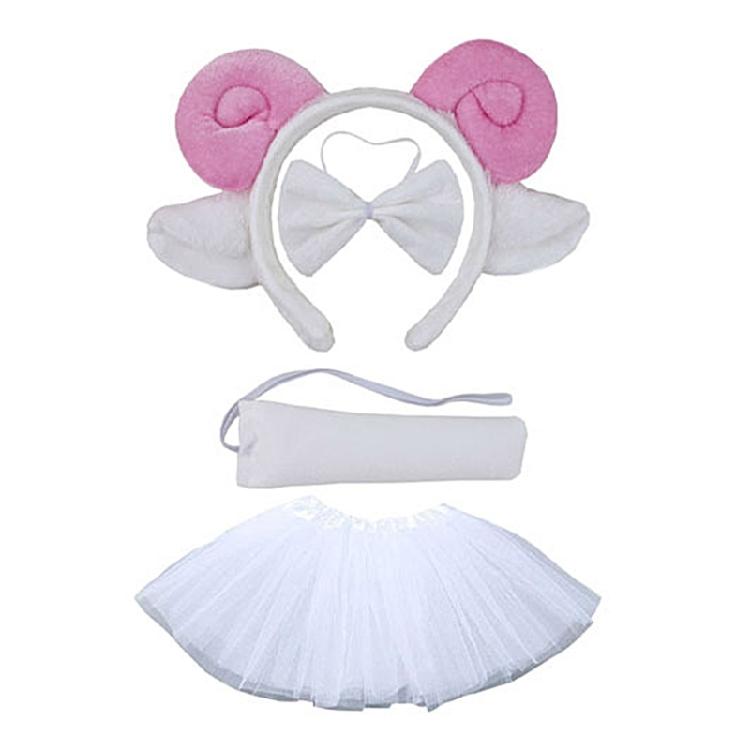 Kids Animal Costume Sheep Ears Headbands Bowtie,Tail,Tutus Glove 1/3/4/5pcs