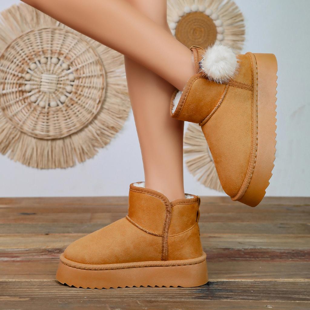 Retro thick-soled heightening snow boots for autumn and winter new versatile fashion velvet thickened warm cotton boots