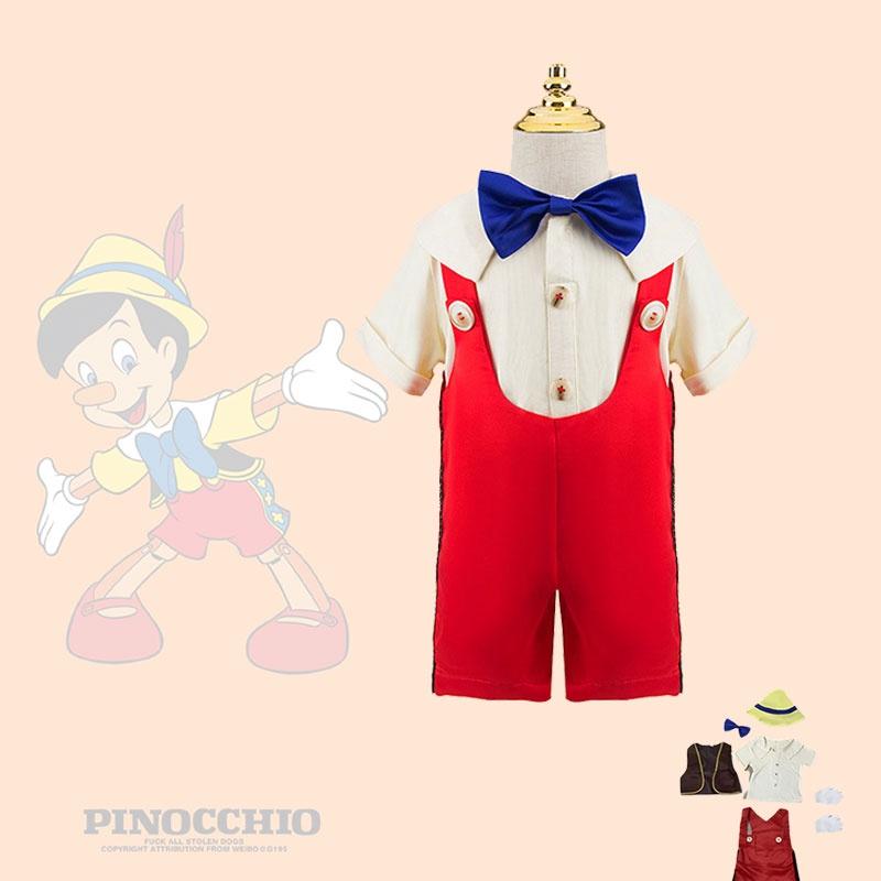 Nuovo Arrivo Costume Cosplay da Pinocchio per Ragazzi Set da Tre Pezzi Per Spettacolo Travestimento