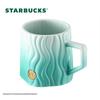 Starbucks Green Striped Embossed Badge Ceramic Mug 440ml