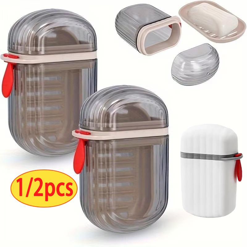 1/2 szt. Przenośne Plastikowe Pudełko na Mydło Pojemnik Podróżny Tacka Podróżna Mydelniczka Podróżna z Odpływem Przenośny Uchwyt na Mydło z Pokrywką